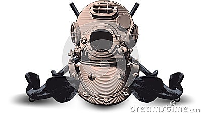 Old diving helmet Vector Illustration