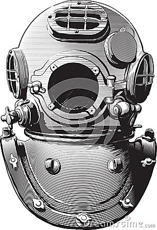 Old diving helmet Vector Illustration