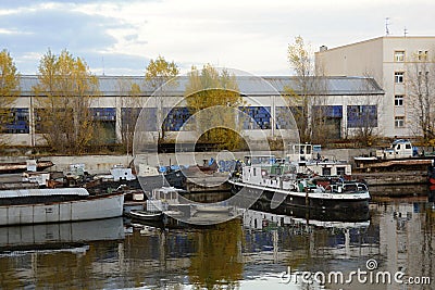 Old Dock / River Port Falling into Pieces, Prague, Europe Editorial Stock Photo