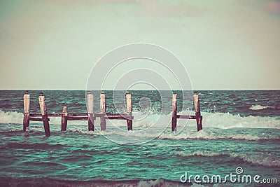 Old dock and sea photograph Stock Photo
