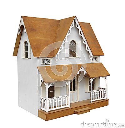 Old doll house isolated. Stock Photo