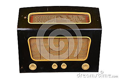 Old domestic wireless radio receiver set Stock Photo