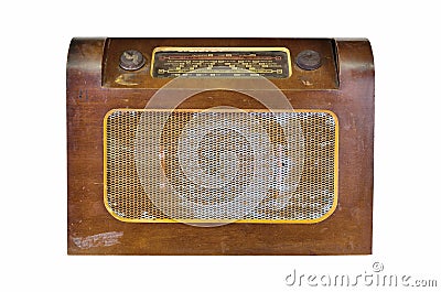 Old domestic wireless radio receiver set Stock Photo