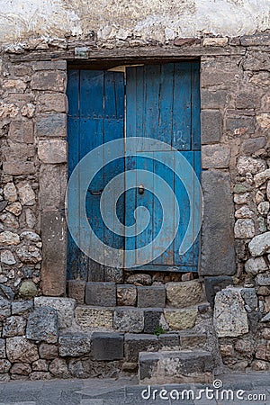 Old Door Found While Walking in Cusco Peru Editorial Stock Photo