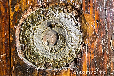 Door lock on a very old door in Istanbul, Turkey Stock Photo