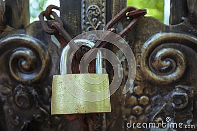 Old door and lock Stock Photo