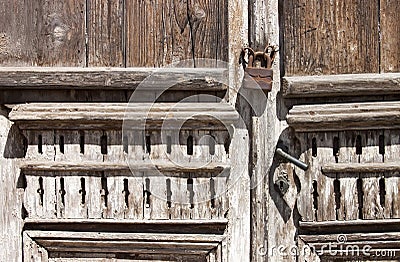 Old door locked Stock Photo