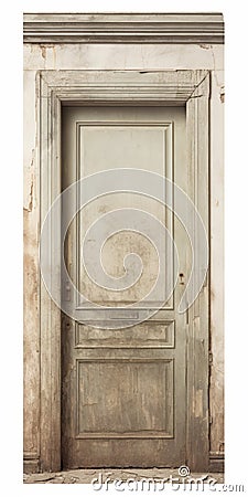 Panorama Realistic Old Damaged Door In Muted Tones Stock Photo