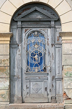 Old door in Sighisoara, Romania Stock Photo