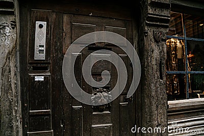 Old door on the streets of Rouen, Normandy, France Editorial Stock Photo