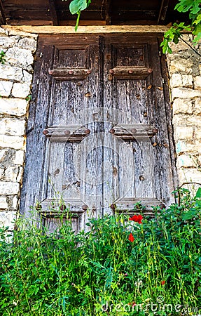 Old door in old town in albania Stock Photo