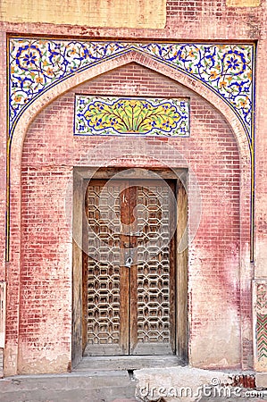 Old door in the walled city of Lahore, Pakistan Stock Photo