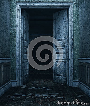 An old doors in abandoned house Stock Photo