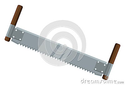 Old double hand saw, icon Vector Illustration