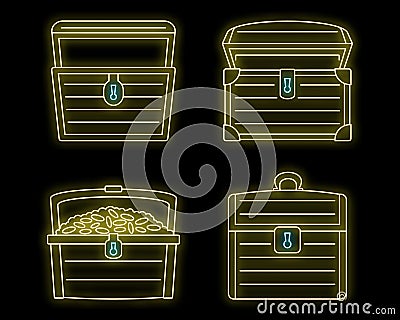 Old dower chest icon set vector neon Stock Photo