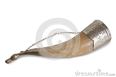 Old drinking horn Stock Photo