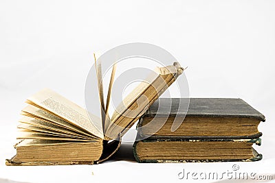 Old dusty book on white isolated background Stock Photo