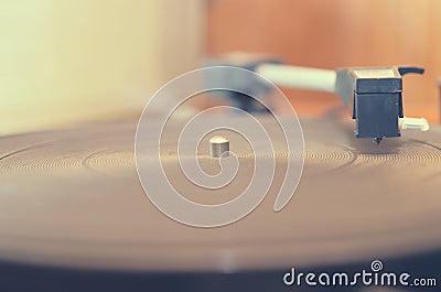 Old dusty record player. Stock Photo