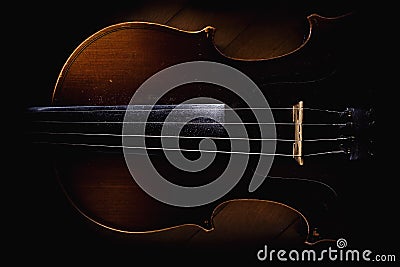Old Dusty Violin Details Stock Photo