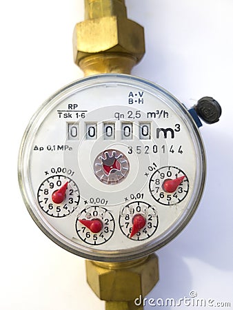 Old dusty water meter Stock Photo