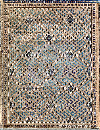 Old Eastern mosaic on the wall, Uzbekistan Stock Photo