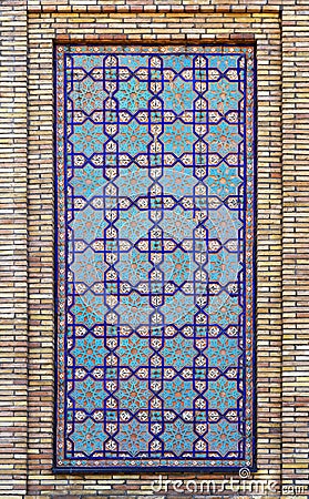 Old Eastern mosaic on the wall, Uzbekistan Stock Photo