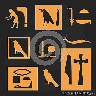 Ancient Hieroglyphs old civilization print vector Vector Illustration