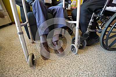 Old Elderly Senior Couple, Nursing Home, Assisted Living Stock Photo