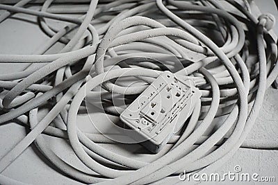 Old electric plug wiring Stock Photo