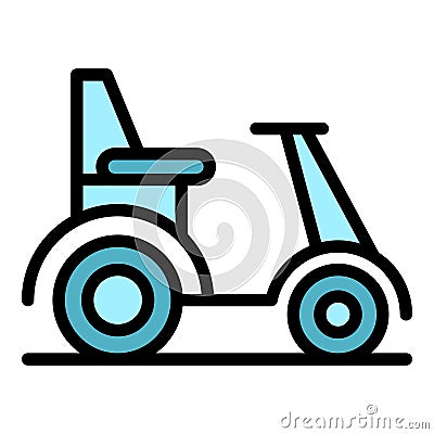 Old electric wheelchair icon vector flat Stock Photo