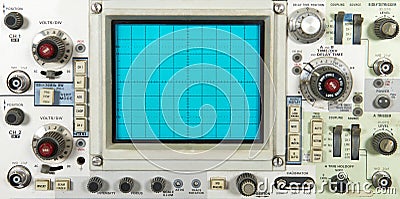 Old Electronic Oscilloscope Faceplate, Technology Stock Photo