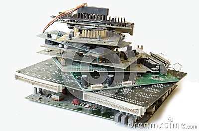 Old electronic parts Stock Photo