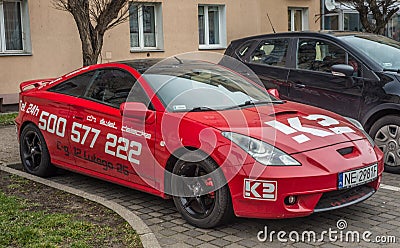 Old rare red Toyota Celica sporting car parked Editorial Stock Photo