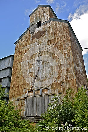Old empty abandoned grain elevator Stock Photo
