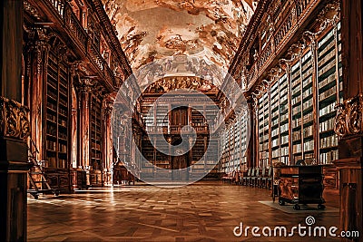 Old, empty public library background Stock Photo