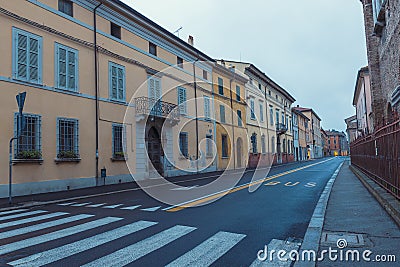 Old empty street early morning view in Ravenna, Italy Stock Photo