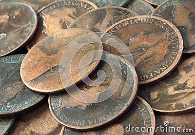 Old English Coins Stock Photo