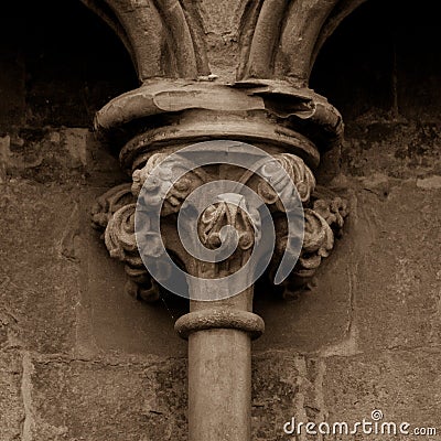 Old English Gothic Column Capital C Stock Photo