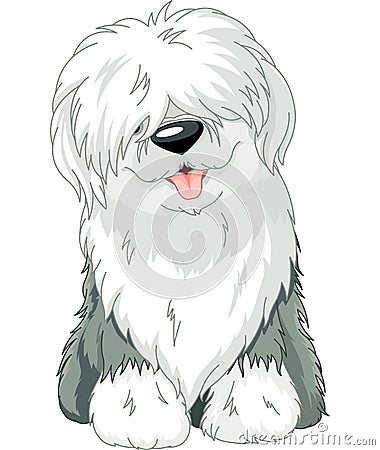 Old English Sheepdog Vector Illustration