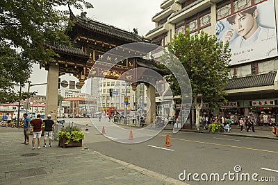 Old entrance gate in Shanghai Editorial Stock Photo