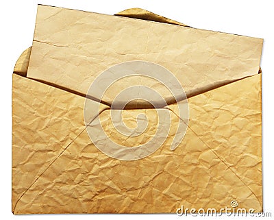 Old envelope with letter inside Stock Photo