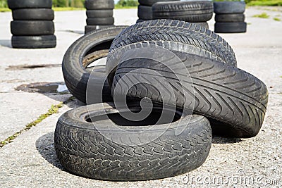 Old erased tires Stock Photo