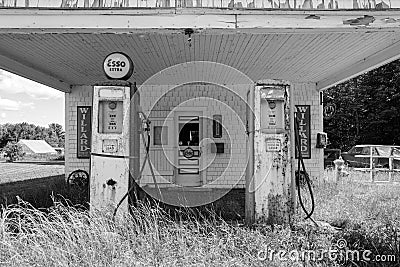 An old Esso gas station in Maine Editorial Stock Photo