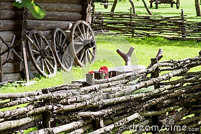 Old ethnographic wooden house Stock Photo