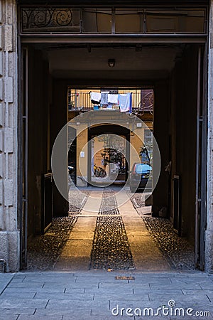 Old European Doorway Residential Apartment Sidewalk Urban City E Editorial Stock Photo