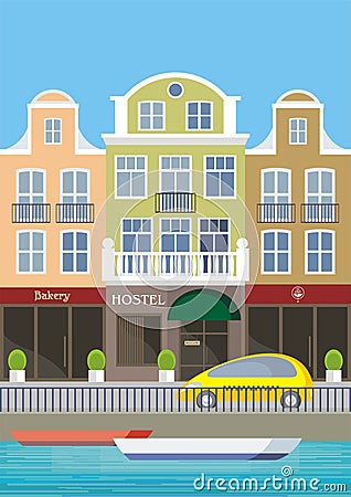 Old European town Vector Illustration