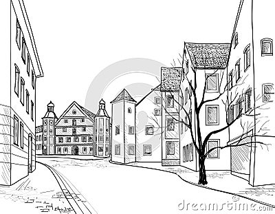 Old european town street. Stock Photo