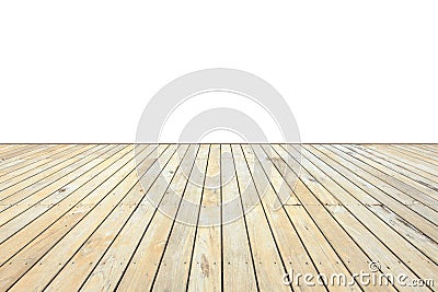 Old exterior wooden decking or flooring isolated on white. Saved Stock Photo