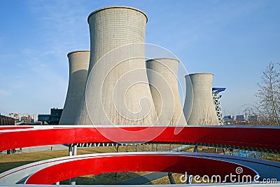 Old Factory site with chimney Stock Photo