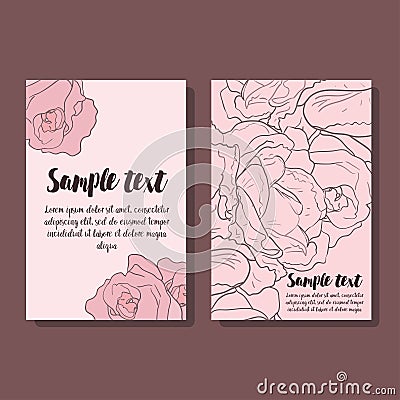 Set of two flyer with roses Vector Illustration